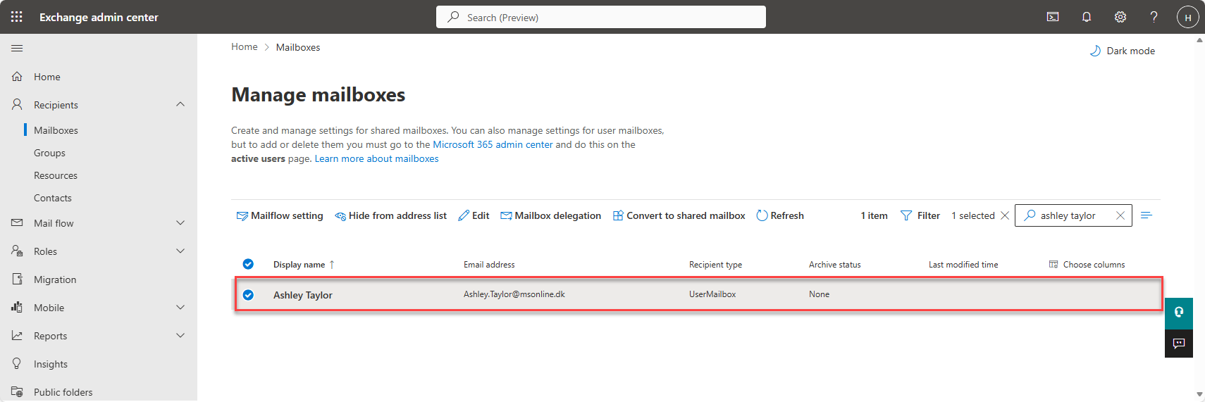 Email address changed