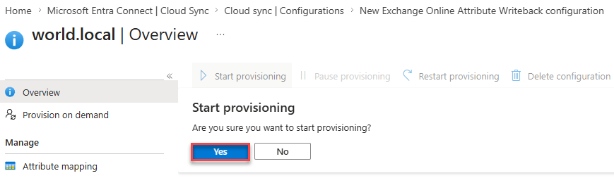 Confirm start provisioning
