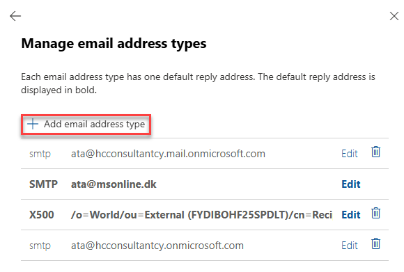 Add email address type