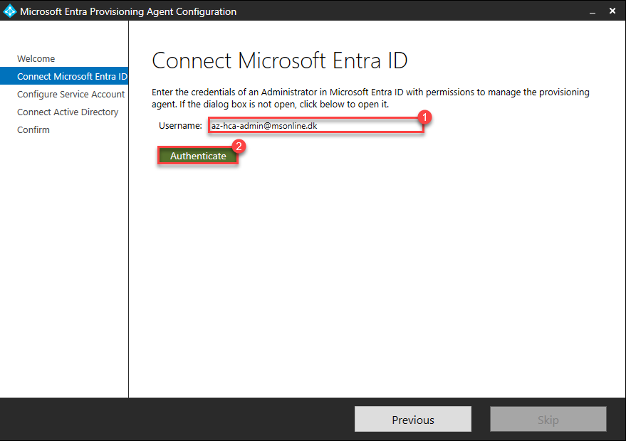 Authenticate with Hybrid Identity Administrator