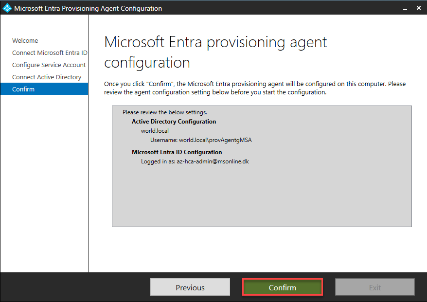 Confirm and Exit